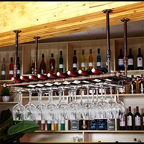 ZHSYXLB Weinflaschenhalter, industrielles Vintage-Bar, schwebendes Regal, unter dem Regal, zum Aufhängen, Retro-Eisen, umgedreht, Stielglas, Weinglashalter, Restaurant- oder Café-Geschirr, Flaschena von ZHSYXLB