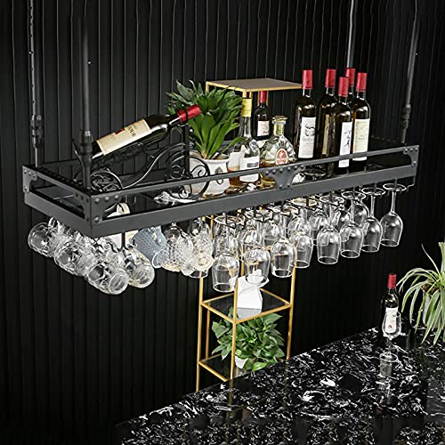 ZHSYXLB Weinflaschenhalter Wandmontiertes Weinregal, mit Glashalter und Regal, verstellbare Höhe 30~60 cm, für Unterschrank, Küche, Bargeschirr, Flaschenaufbewahrung von ZHSYXLB