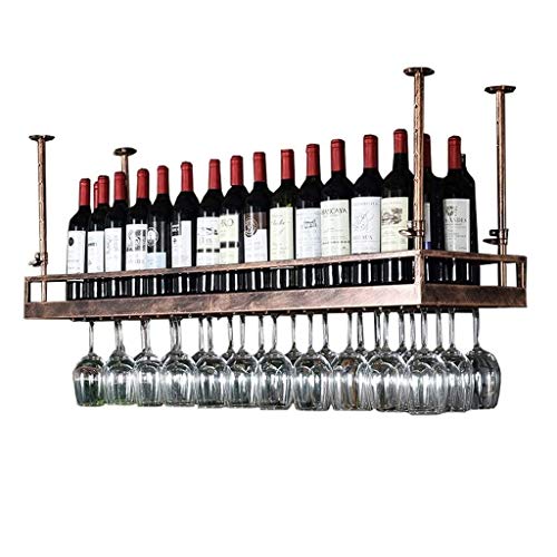 ZHSYXLB Weinflaschenregal zum Aufhängen an der Decke, Weinglas-Kelchregal, umgedrehter Weinglashalter, Dekorationsregal für Bars, Restaurants, Küchen (Color : Bronze, Size : 100×35cm) von ZHSYXLB