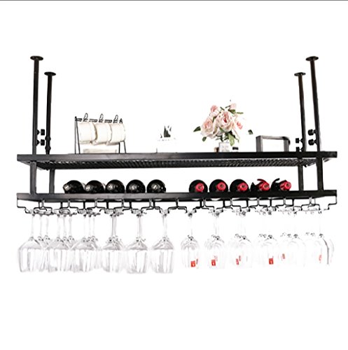 ZHSYXLB Weinglasrahmen aus Glas zum Aufhängen von Rotwein-Stielgläsern, an der Decke montierter hängender Weinflaschenhalter, Metallbecher, Weinglasregal, schwarz, Weinregale von ZHSYXLB