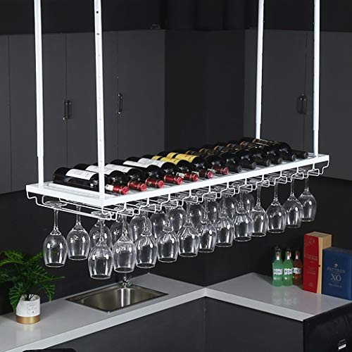 ZHSYXLB Weinglasregale an der Decke, Weinflaschenhalter zum Aufhängen an der Decke, Weinglasregale aus Metall, Weinkelchregal, Bar, Esszimmer, Weinregal (Color : White, Size : 120×35cm) von ZHSYXLB