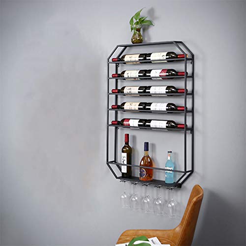 ZHSYXLB Weinregal Wandmontage - Weinregal Einfacher Stil Weinglasregal aus Eisen zum Aufhängen, für 10 Flaschen, 5 Gläser, Restaurants, Küchen (Size : 70 x 9.5 x 100cm) von ZHSYXLB