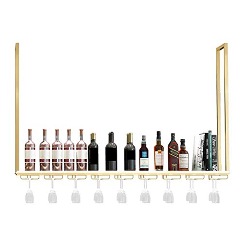 ZHSYXLB Weinregale Bar Decor Home Bar Wandmontage, Weinglasregal aus Metall zum Aufhängen und Weinflaschenhalter, Regale zur Aufbewahrung von Weingläsern, für Zuhause/Küche/Schrank, Gold-Organizer-D von ZHSYXLB