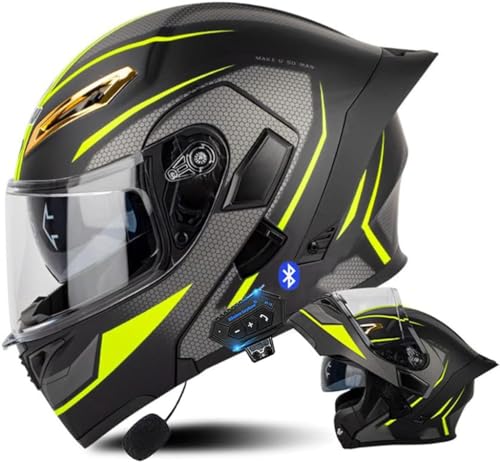 ZHTBATE Casque De Moto Bluetooth Pour Adulte, ECE Homologué Avec Double Visière, Casques Intégraux Racing, Casque Modulable Moto Bluetooth Intégral Casque Pour Femmes Hommes Adultes von ZHTBATE