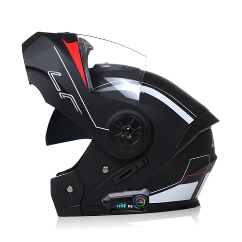 ZHTBATE Klapphelm Mit Bluetooth, ECE Zertifiziert Integriert Bluetooth Motorrad Helm Mit Doppelvisier, Mit Eingebautem Mikrofon Für Automatische Reaktion, Für Erwachsene Frauen Männer von ZHTBATE
