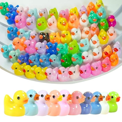 ZHTLTHZ 100 Stück Mini Enten, Harz 10 Farben Kleine Enten Mini Enten Figuren Mini Harz Enten Zum Basteln Benutzt für Aquarium Garten DIY Potting Dekorationen Mikrolandschaft Topfpflanzen von ZHTLTHZ