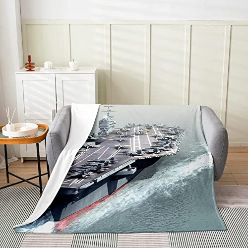 3D Kuscheldecke 150x200 Flanell Fleecedecke Kriegsschiff Decke Ozean, Flauschig Mikrofaser Wohndecke Flugzeug, für Sofadecke Couchdecke Sofaüberwurf Bettüberwurf von Bedsure