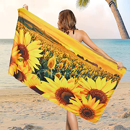 Handtuch Extra Groß 200x200 cm Mikrofaser Strandtuch Blumen Strandtuch Sonnenblume, Badetuch Strandhandtuch Schnell Trocknendes Sandfreies Weiches Saunatuch, reisehandtuch, Badehandtuch von ZHUDAC