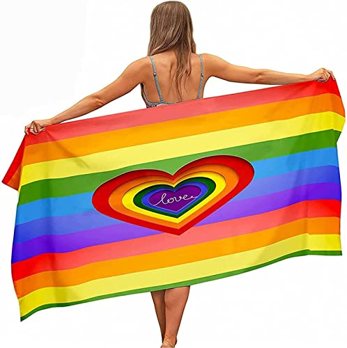 Handtuch Extra Groß 200x200 cm Mikrofaser Strandtuch Regenbogen Strandtuch Liebe, Badetuch Strandhandtuch Schnell Trocknendes Sandfreies Weiches Saunatuch, reisehandtuch, Badehandtuch von ZHUDAC