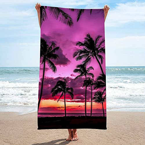 Handtuch Extra Groß 200x200 cm Mikrofaser Strandtuch Violett Strandtuch Palme, Badetuch Strandhandtuch Schnell Trocknendes Sandfreies Weiches Saunatuch, reisehandtuch, Badehandtuch von ZHUDAC