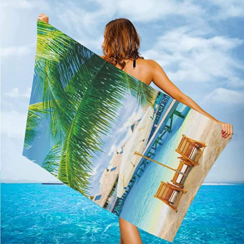 Handtuch Groß 100x200 cm Mikrofaser Strandtuch Tropisch Strandtuch Palme, Badetuch Strandhandtuch Schnell Trocknendes Sandfreies Weiches Saunatuch, reisehandtuch, Badehandtuch von ZHUDAC