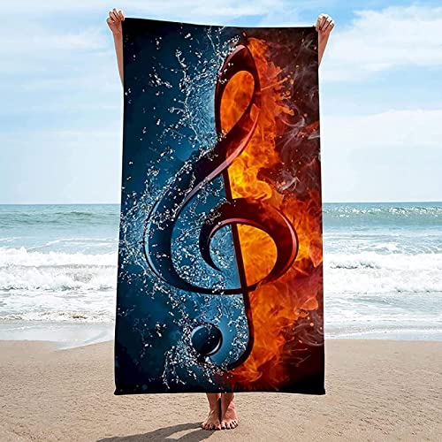 Handtuch Groß 80x160 cm Mikrofaser Strandtuch Notiz Strandtuch Musik, Badetuch Strandhandtuch Schnell Trocknendes Sandfreies Weiches Saunatuch, reisehandtuch, Badehandtuch von ZHUDAC