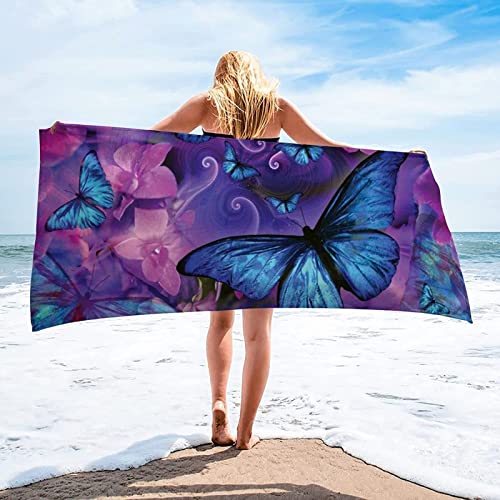 Handtuch Groß 80x160 cm Mikrofaser Strandtuch Schmetterling Strandtuch Blumen, Badetuch Strandhandtuch Schnell Trocknendes Sandfreies Weiches Saunatuch, reisehandtuch, Badehandtuch von ZHUDAC