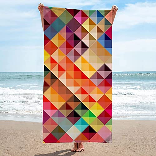 Handtuch Groß 90x180 cm Mikrofaser Strandtuch Geometrie Strandtuch Bunt, Badetuch Strandhandtuch Schnell Trocknendes Sandfreies Weiches Saunatuch, reisehandtuch, Badehandtuch von ZHUDAC