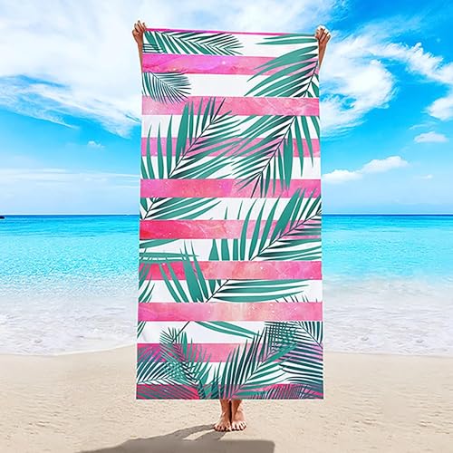 Handtuch Groß 90x180 cm Mikrofaser Strandtuch Violett Strandtuch Palme, Badetuch Strandhandtuch Schnell Trocknendes Sandfreies Weiches Saunatuch, reisehandtuch, Badehandtuch von ZHUDAC