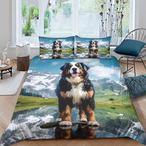 Schweizer Berner Sennenhund 3D-Gedruckter Bettwäsche-Set Bettdeckenbezug Für Jungen Mädchen Teenager Erwachsene Leichte Pflege Themen Bettbezug Mikrofaser Duvet Cover 3-Piece doppelt（200x200cm） von ZHUICHENG