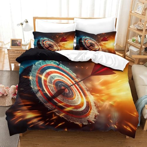 Target Practice Bed Linen 3 Piece Bogenschießen Duvet Cover 3D Print Mikrofaser Für Kinder Teenager Erwachsene Tagesdecke Bezug with Zip Hypoallergener Hypoallergener Bedding Einfach（140x200cm） von ZHUICHENG