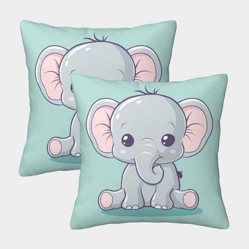 ZHUICHENG CKunstoon Elefant Moderne Kissenbezüge, Quadratische Niedliche Tiere Kissenbezug Im 2er-Set, Geeignet Für Home Decor Und Outdoor Leisure, Maschinenwaschbar 50x50cm ZHUICHENG CKunstoon Elefant Moderne Kissenbezüge, Quadratische Niedliche Tiere Kissenbezug Im 2er-Set, Geeignet Für Home Decor Und Outdoor Leisure, Maschinenwaschbar 50x50cm von ZHUICHENG