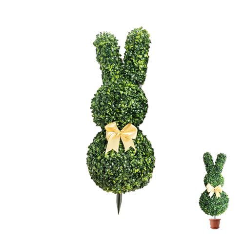 ZHUIYIWIN Groß Künstlicher Buchsbaumkugeln Kunstpflanze mit Erdspieß, Fake Plastik Pflanze Hase Gartenstecker für Indoor Outdoor Haus Büro Garten Moderne Dekoration Housewarming Geschenk (55cm) von ZHUIYIWIN