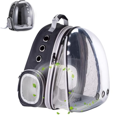 ZHUIYIWIN Erweiterbar Katzenrucksack Hunderucksack, Vorderrucksack für Katzen und Kleine Hunde, mit transparentem Fenster und Reißverschluss, für Reisen, Wandern (Schwarz, Vorderseite Erweitern) von ZHUIYIWIN