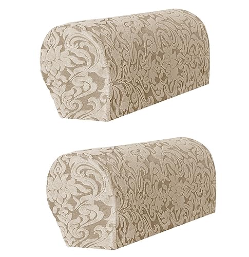 ZHULONGRUSHUI Couch-Armlehnenbezüge, Polyester, Stretch-Sesselbezug für Stühle/Sofas, rutschfester Jacquard-Armbezug, Sesselhussen für Liegestuhl, 2 Stück (Khaki) von ZHULONGRUSHUI