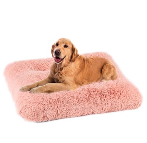 ZHULONGRUSHUI Hundebett Waschbar,Plüsch Flauschig Hundekorb Hundebett,Haustierbett,Hundesofa,Hundekissen,Rutschfestes Hundematte,Weich& Bequem,für Kleine,Mittlere und Große Hunde Katzen(Rosa) von ZHULONGRUSHUI