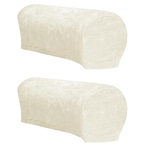 ZHULONGRUSHUI Sofa-Stretch-Armlehnenbezug, Couch-Armlehnenschutz, waschbare Armlehnenbezüge für Sofas/Stühle, Chenille-Sessel-Schonbezüge für Stuhllehne, 2 Stück (Elfenbein) von ZHULONGRUSHUI