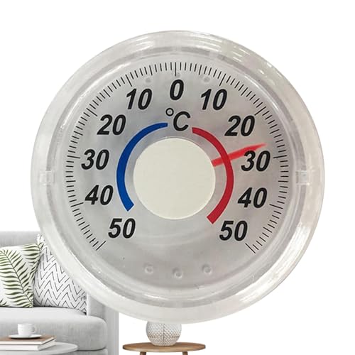 Analog Thermometer, Thermometer Instrument Raumthermometer Fenster Thermometer, Zweifarbige Skala, Leicht Lesbar Transparenter Selbstklebender Thermometer Für Wände, Fenster von ZHUMCCY