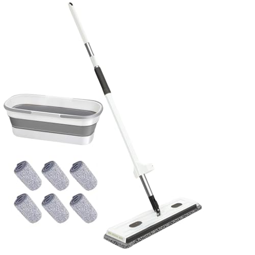 Bodenwischer Komplett Set, Wischmopp Set Mit Eimer Mit 6 Pads 360° Drehbar Groß Flacher Bodenwischer Nass Und Trocken Boden Wisch Werkzeug Für Küche Bad Wohnzimmer Schlafzimmer Haushalt Bodenwischer Komplett Set, Wischmopp Set Mit Eimer Mit 6 Pads 360° Drehbar Groß Flacher Bodenwischer Nass Und Trocken Boden Wisch Werkzeug Für Küche Bad Wohnzimmer Schlafzimmer Haushalt von ZHUMCCY