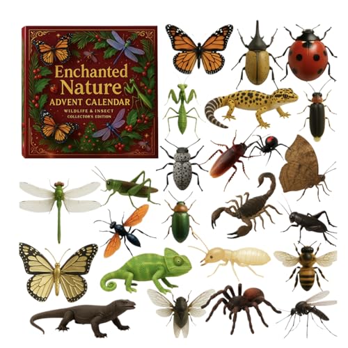 Kleines Tier Adventskalender 2025, Weihnachts Countdown Kalender Mit 2d Acryl Insekten Figur Ornamente Weihnachts Adventskalender Für Kinder Weihnachtsbaumschmuck Spielzeug Für Desktop von ZHUMCCY