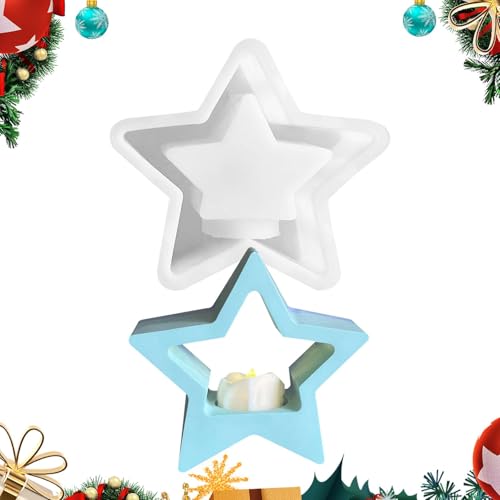 Stern Kerzenhalter Silikonform, Silikonform Weihnachts Stern, Hohles Design Teelicht Formen Silikon Kerzenhalter Formen Stern Ornament Silikonform Für Weihnachtliche Heimdekoration von ZHUMCCY