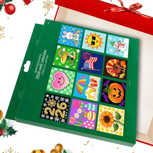 ZHUMCCY 2026 Kalender Wand, Monatlicher Strassstein Mal Kalender, 12 Monats Planer Dekoration Mit Applikator Stift Für Schule Mütter Erwachsene Kinder Klassenzimmer von ZHUMCCY