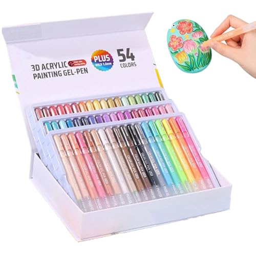 ZHUMCCY Acryl Gelstifte Zum Ausmalen | Textilmarker | 1 Mm Spitze Für 3D Glitzer Ausmalen Und Malen Für Scrapbook Schule Keramikkunst Basteln Glas Holz Kinder Und Erwachsene von ZHUMCCY