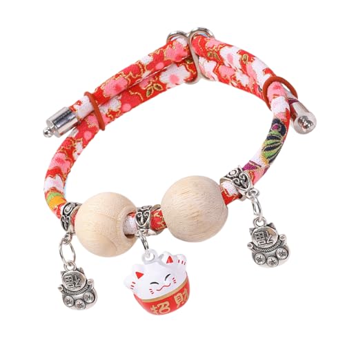 ZHUMCCY Halsband Für Hauskatze - Zedernperlen Katzenhalsband mit Glöckchen | Verstellbares Schmuckhalsband Für Spaziergänge Reisen Zuhause Kleine Mittelgroße Große Rassen von ZHUMCCY