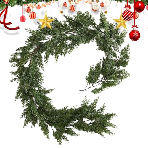 ZHUMCCY Kieferngirlande Naturgetreu - Künstlicher Girlande Dekogirlande Grün,1.9 M Kunstlicher Indoor Tisch Kamin Winterwand Outdoor Feier von ZHUMCCY