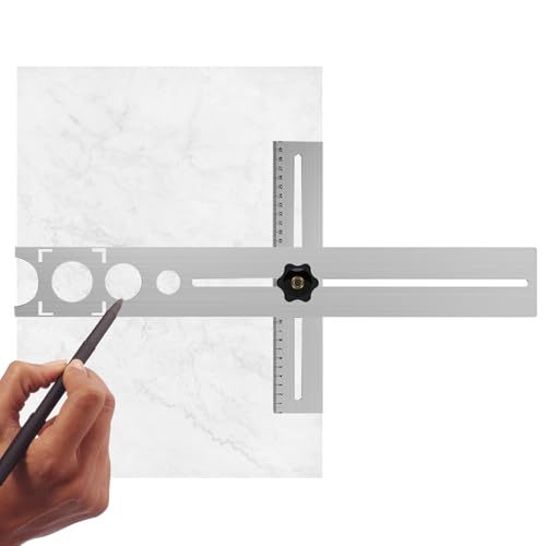 ZHUMCCY Locher - Edelstahl Lochfinder Messbereich 300 mm - Ausrichtschablone 25 mm 40 45 55 60 Für Markierung Bohrloch Küchenarbeitsplatte & Sanitärinstallationen von ZHUMCCY