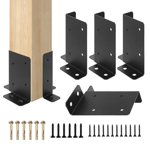 ZHUMCCY Pfostenträger - Verstellbare Pfeilerbefestigung | Robustes 4-teiliges Trägersystem Für Terrasse Balkon Gartenpavillon Briefkasten Pergola von ZHUMCCY