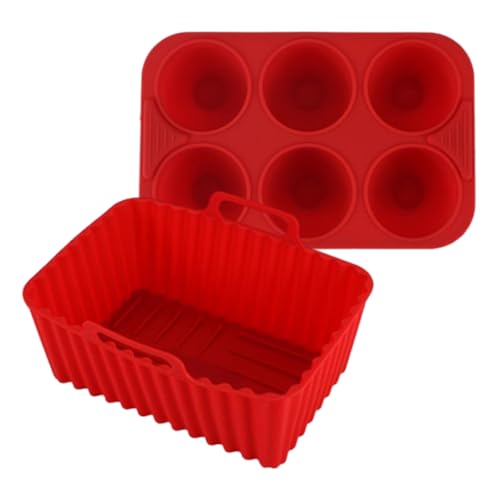 ZHUMCCY Silikonbackform Für Airfryer,Silikon Fritöseinsätze Spülmaschinenfest | Antihaft Küchenhelfer Für Backofen Mikrowelle Gefrierschrank Aufwärmen Reste von ZHUMCCY
