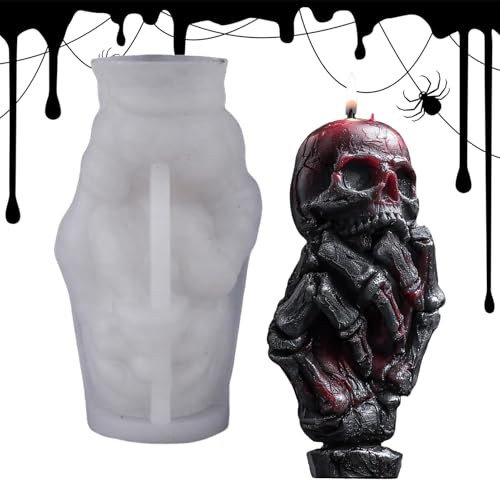 ZHUMCCY Skelett Kerzenform,Schädel Silikonform Für Aromatherapie Kerzen Seifenherstellung | Halloween Deko Seifenherstellung Partyzubehör Für Erwachsene, Kinder & Familie von ZHUMCCY