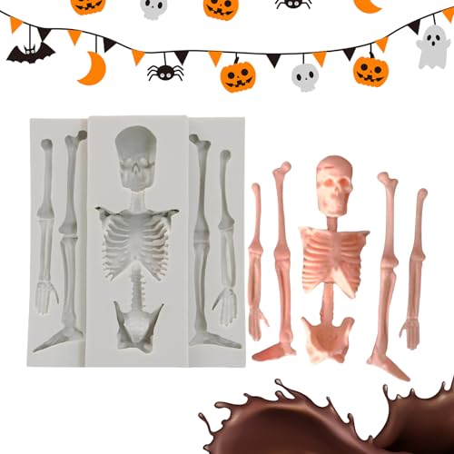ZHUMCCY Totenkopf-Skelett-Silikonformen, Halloween-Schädel-Skelett-Formen,Silikon-Skelett-Kerzenmacher-Backform, Schokoladenformen - Kuchendekorationsformen, flexible, gruselige Epoxidharz-Gießformen ZHUMCCY Totenkopf-Skelett-Silikonformen, Halloween-Schädel-Skelett-Formen,Silikon-Skelett-Kerzenmacher-Backform, Schokoladenformen - Kuchendekorationsformen, flexible, gruselige Epoxidharz-Gießformen von ZHUMCCY