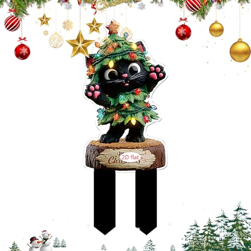 ZHUMCCY Weihnachtsgartenpfähle, Hofschilder für den Außengarten – 2D-flaches Acryl-Partyzubehör, Außendekor-Schilder für Hinterhof, Rasen, Blumentopf, Terrasse, Weg, Pflanzgefäß von ZHUMCCY