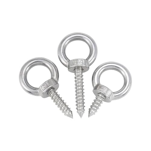 2 Stück 304 Edelstahl Schafsaugen-Blechschrauben mit runden Ringmuttern(M4x20mm) von ZHUNTE