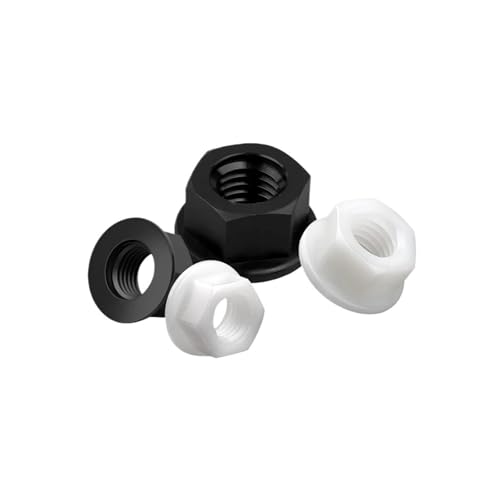 Nylon-Flansch-Kunststoffmutter, 50 Stück Sechskant-Sicherungsmuttern(Black,M10) von ZHUNTE