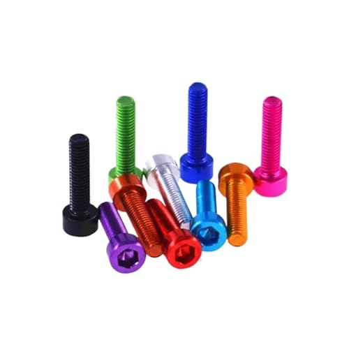 10 Stück Aluminium-Senkkopf-Maschinenschrauben mit Innensechskant(Red,M5x12mm) von ZHUNTESM