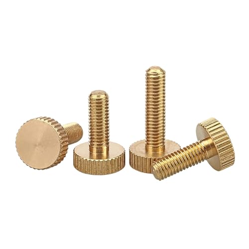 4 Stück Messing große Flachkopf Rändelschraube mit geradem Gewinde, Stellschrauben(M3 x 12mm) von ZHUNTESM