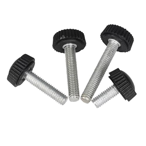 Airfoil Kunststoff-Rundkopfknopf Gewindegriff Knopfschraube, 10 Stück gerändelte metrische Edelstahlschraube(Black,M6x20mm) von ZHUNTESM