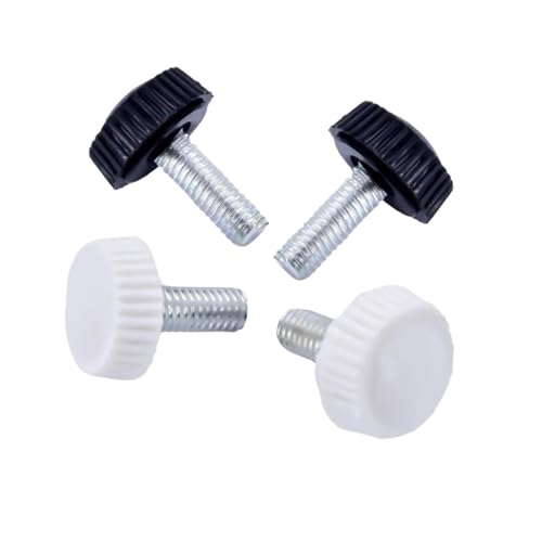 Rändelschraube mit Kunststoffknopf und rundem Kopf, 2 Stück strukturierte Gummi-Rändelschraube(White,M4x14mm) von ZHUNTESM