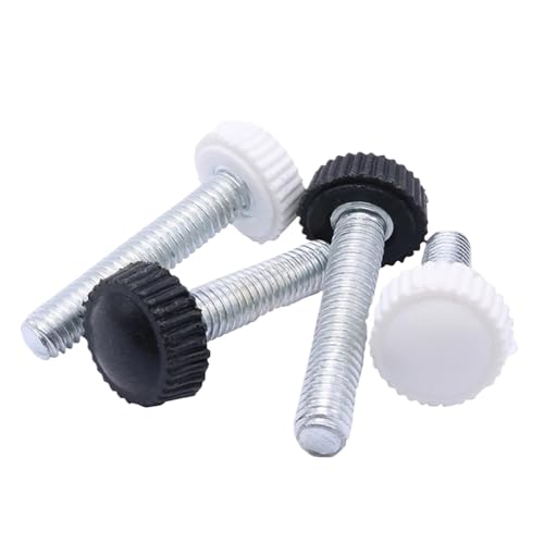 Rändelschrauben mit Rundkopf und Kunststoffbeschichtung, 10 Stück handfeste Nylon-Feststellschrauben(Black,M5x10mm) von ZHUNTESM