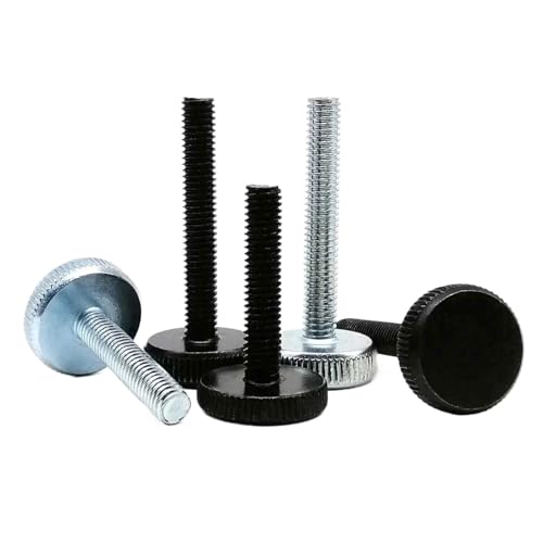 Rändelschrauben mit flachem Kopf und Einstellschraube, 6 Stück, for Vorhangfassadenglas, werkzeuglos(Black,M10x 50 mm) von ZHUNTESM