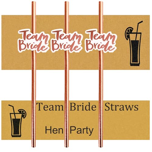 Team Bride Trinkhalme | Party-Strohhalme | Rose Gold Papierstrohhalme 20Pcs| Papierstrohhalme | Einweg-Strohhalme | sicher und langlebig von ZHUOAI